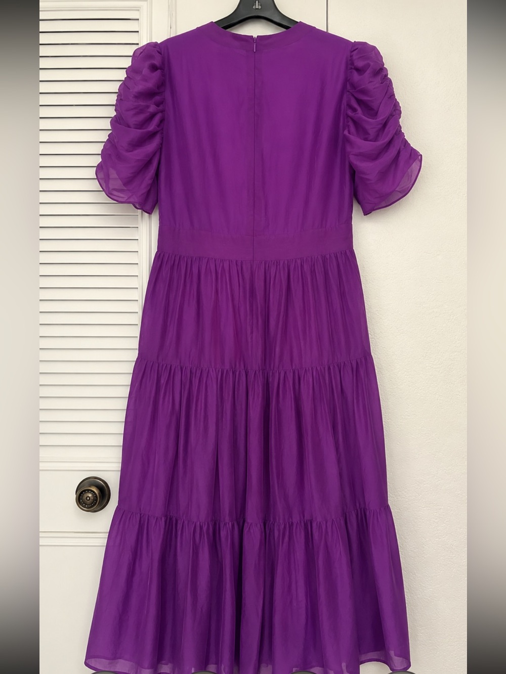 ME+EM Broderie Anglaise silk maxi elegant purple tiered dress S/M as is - Picture 4 of 11